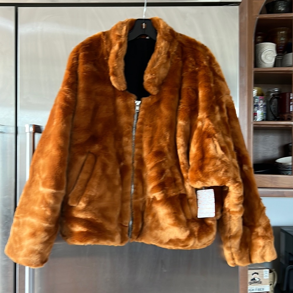 Free People Faux Fur Jacket Sz M